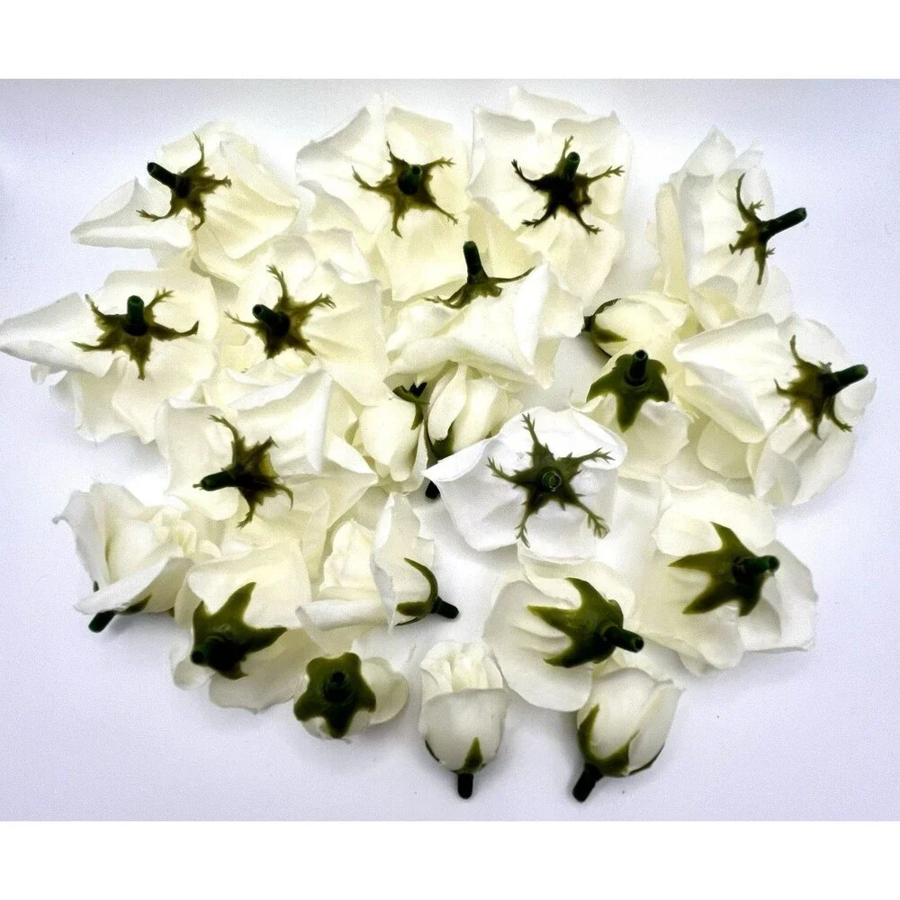 Lot of Faux Rose Flower Heads Ivory 1-3